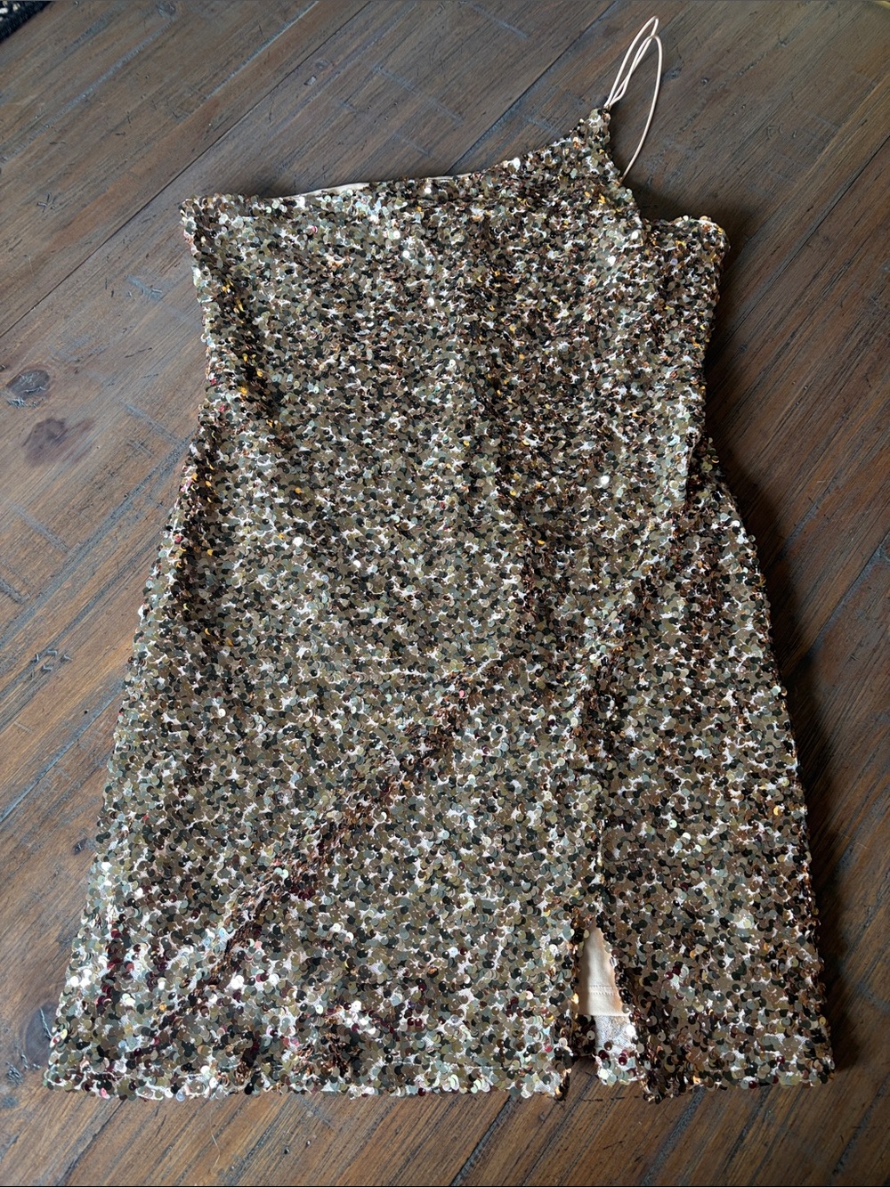 Midnight Doll size XL Gold Sequin one Strap Dress